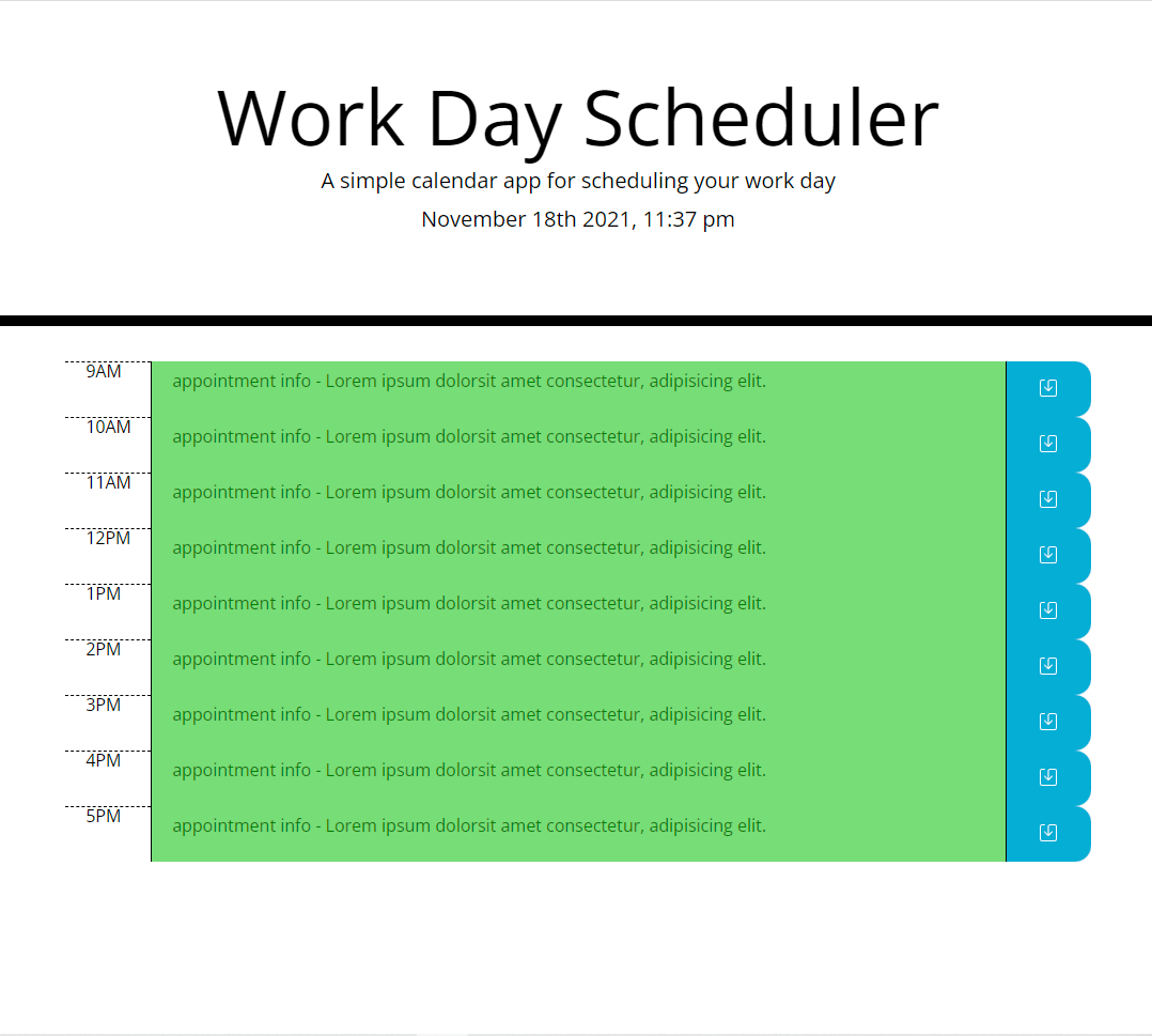 work day scheduler